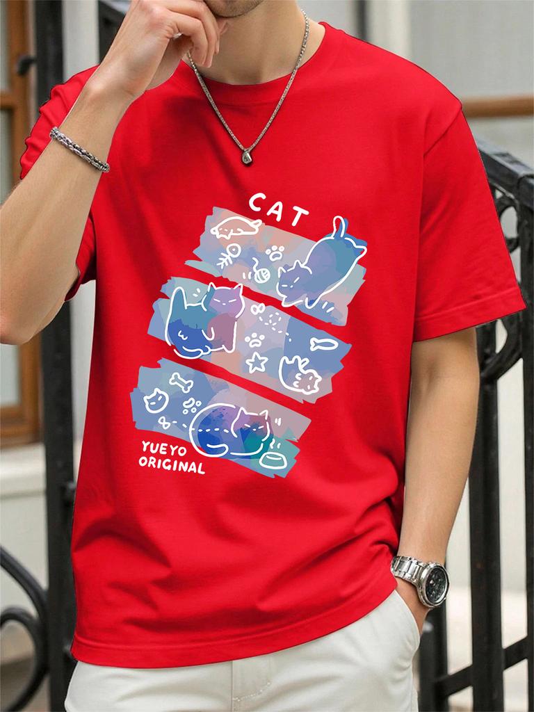 Colorful Three Cats Trendy Printing TShirts Womens Summer Cotton Short Sleeve Tees ONeck Comfortable Loose Tops Casual Clothes
