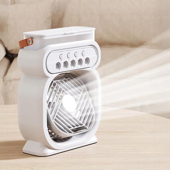 Misting Desktop Fan, Portable Cooling Fan with Water Spray, 450ml Tank ,Timer, Ambient Light, 3 Speed USB Rechargeable Mini Fan for Home Office Travel