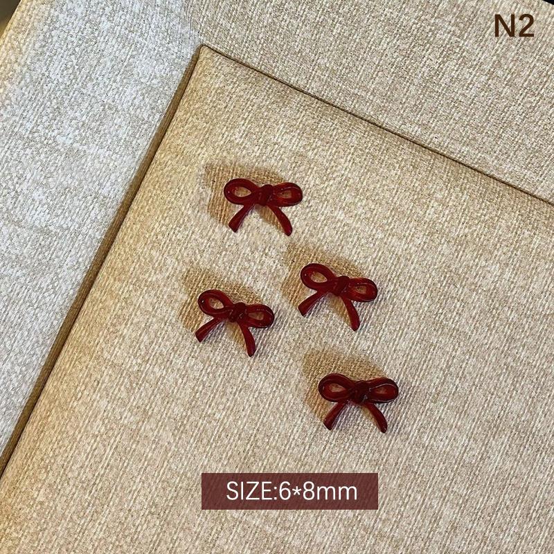 30 ks/sáček Mašličky Nail Art Mašličky DIY Ozdoby Mašle Designové Dílky Červené Roztomilé Manikúrní Potřeby