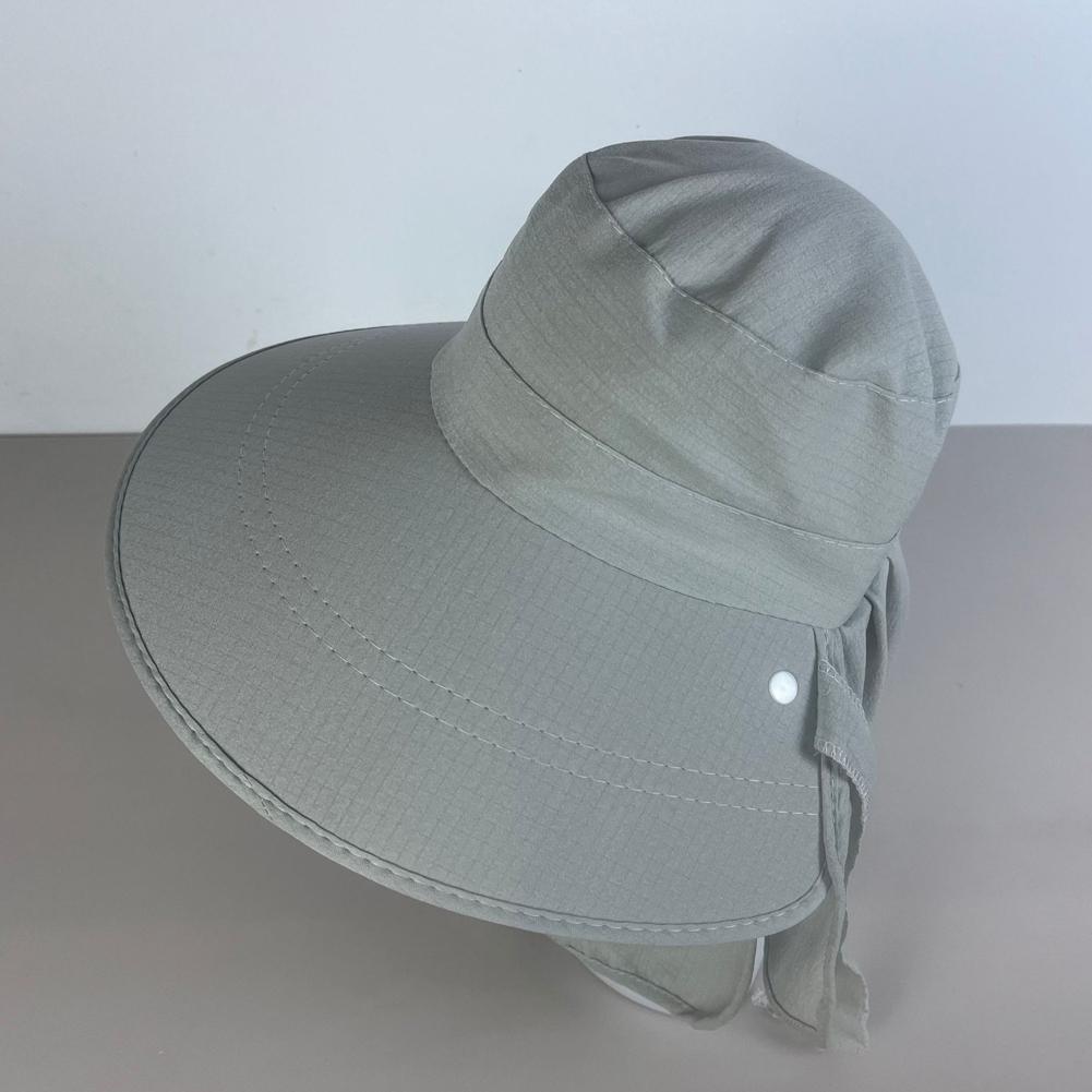 Summer Quick Dryng UV Protection Sun Visor Face Neck Cover Outdoor Fishing Cycling Hiking Wide Brim Shawl Sunscreen Ponytail Cap