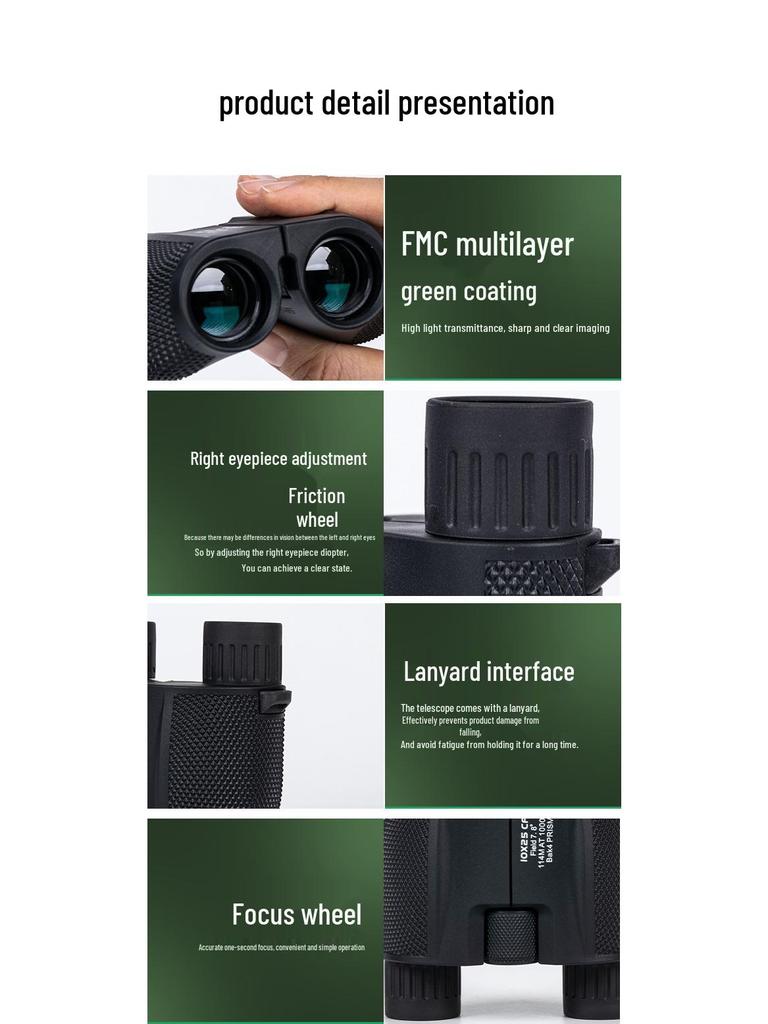 Children's HD Mini Telescope 10x25: High-Magnification Binoculars for Low-Light Viewing