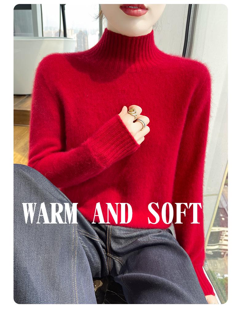 Women's Slimming Wool Knit Cardigan Sweater - Thick Half-High Neck, Warm and Versatile for Autumn/Winter