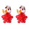 ZA Light Luxury Retro Enamel Painted Flowers Transparent Resin Crystal Flower Earrings Party High Sense Personality Woman