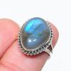 Natural Labradorite Gemstone 925 Solid Sterling Silver Jewelry Ring S.6.5 Z6E76