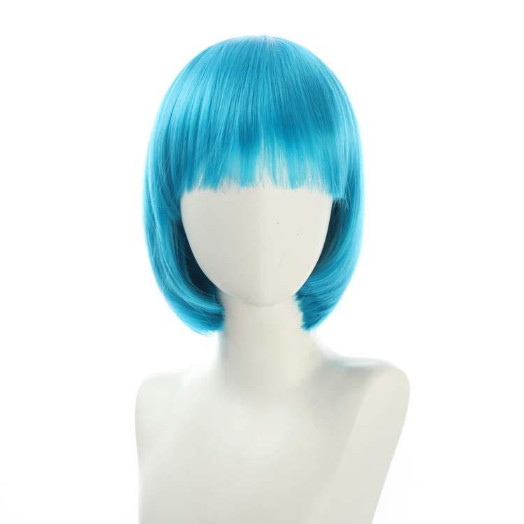 Halloween Korte Bob Synthetische Pruik Voor Vrouw Met Pony Blond Ombre Roze Cosplay Feest Hittebestendig Dagelijks Natuurlijk Haar blue