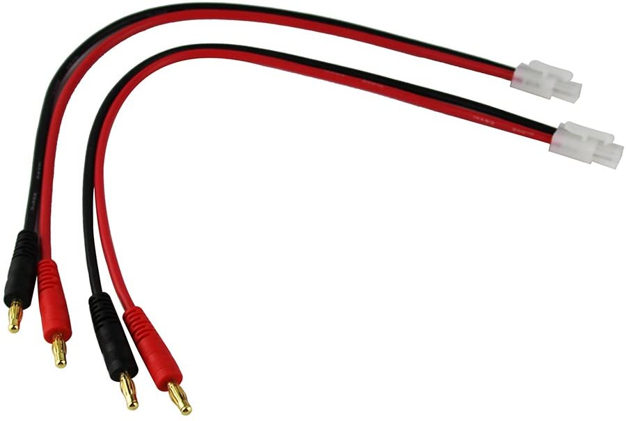 2PCS Tamiya to 4mm Gold Banana Plug Charging Cable | 14AWG Silicone Wire | 30cm Length | For RC Batteries and Chargers