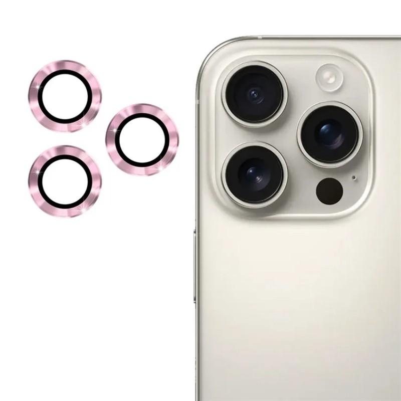 

For iPhone 12 Pro 6.1 inch/iPhone 12 Pro Max 6.7 inch Camera Lens Protector WANLONFENG Metal CD Texture Tempered Glass Lens Film Pink