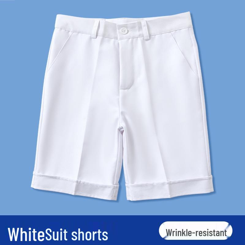 Boys' Summer Formal Suit: Black Trousers & Navy Blue Capris - British Style for Older Children