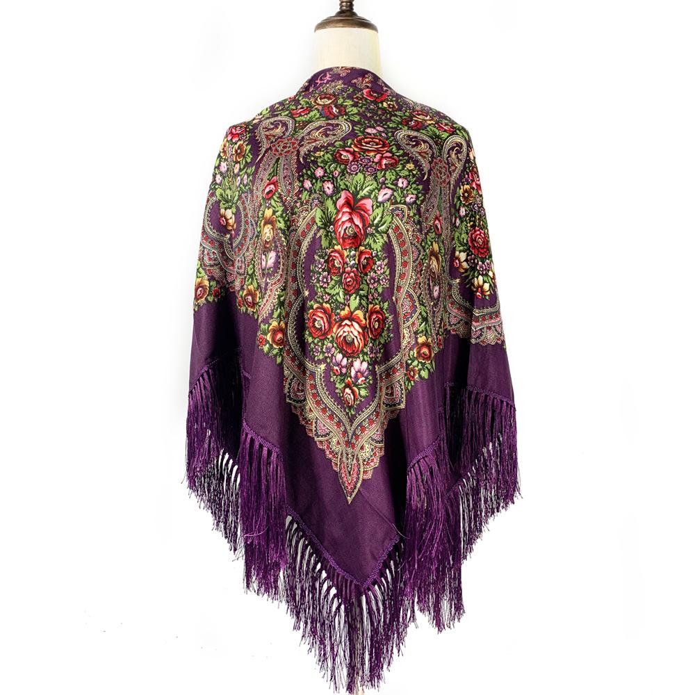 Fashionable Ethnic Printed Shawl - Warm, Large Square Scarf for Autumn/Winter, Travel & Sun Protection