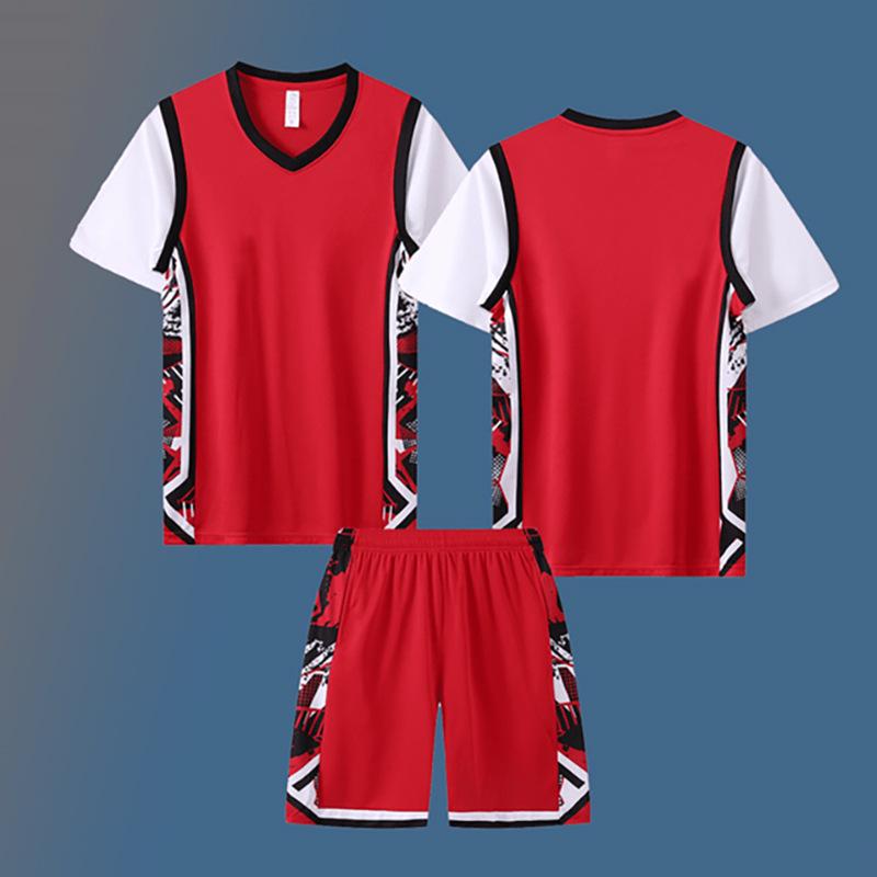 

Комплект баскетбольной тренировочной формы из дышащей сетки на заказ - Джерси нового стиля 4X Large (4XL) красный