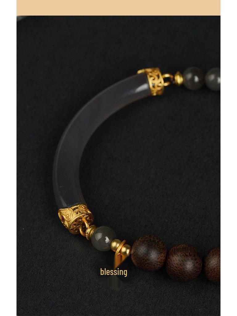 Handmade Nha Trang Purple Qinan Agarwood Bracelet - Natural Texture & Scent