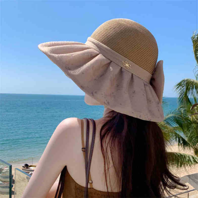 Hat female sunshade sunscreen hat summer outdoor grass top sun hat beach bucket hat