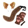 3Pcs Halloween Cats Costume Set for Girl Cosplay, Halloween Cats Costume Accessories with Headband, Tail, Gloves