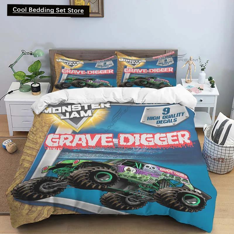 3D Super Monster Truck Monster Jam Comforter Bedding SetDuvet Cover Bed Set Quilt Cover PillowcaseKing Queen Size Bedding Set