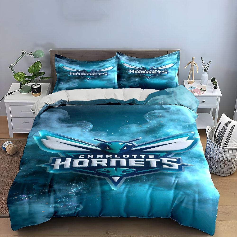 "Charlotte Hornets Logo Bedding Set" Print Bedding Set Duvet Cover Pillowcases (1* Duvet Cover 2* Pillowcases Do Not Include Comforter)