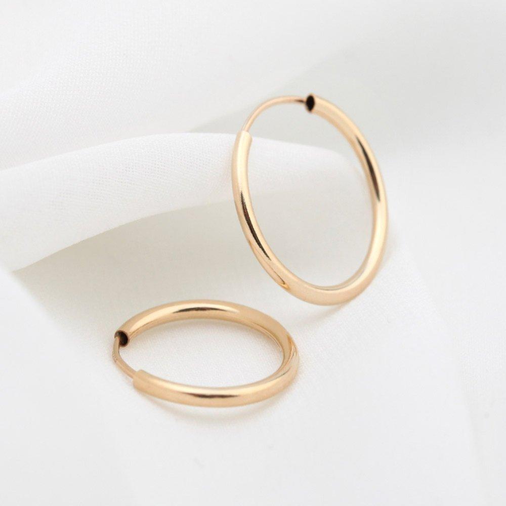 14K Gold-Filled 16mm Pipe Ring Daily Hoop Earrings Jt148