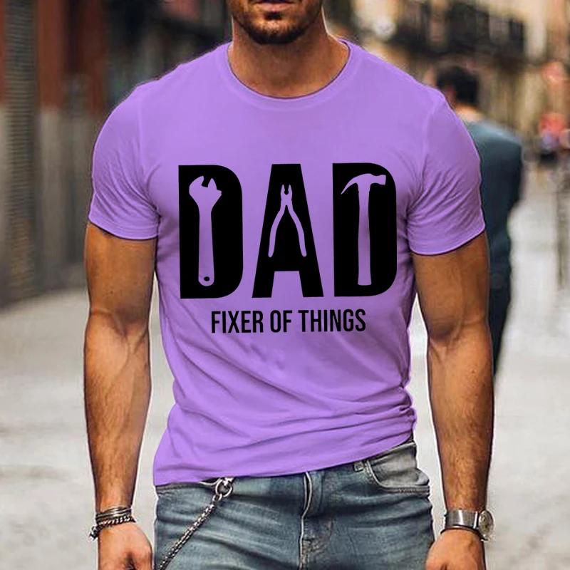 Funny Dad Birthday Shirt,Fixer of Things Shirt Men Tshirt Hip Hop Tops Summer Street T Shirt Oversize Short Sleeve New Dad Shirt