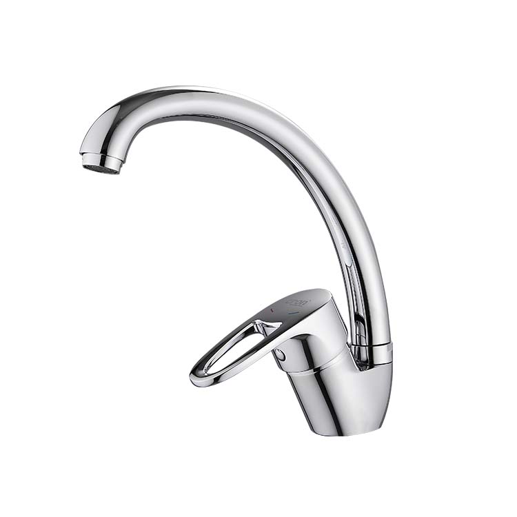 Brass Kitchen Faucet with Big Bend Mixed Water Wash Tap (as the picture,Chrome)