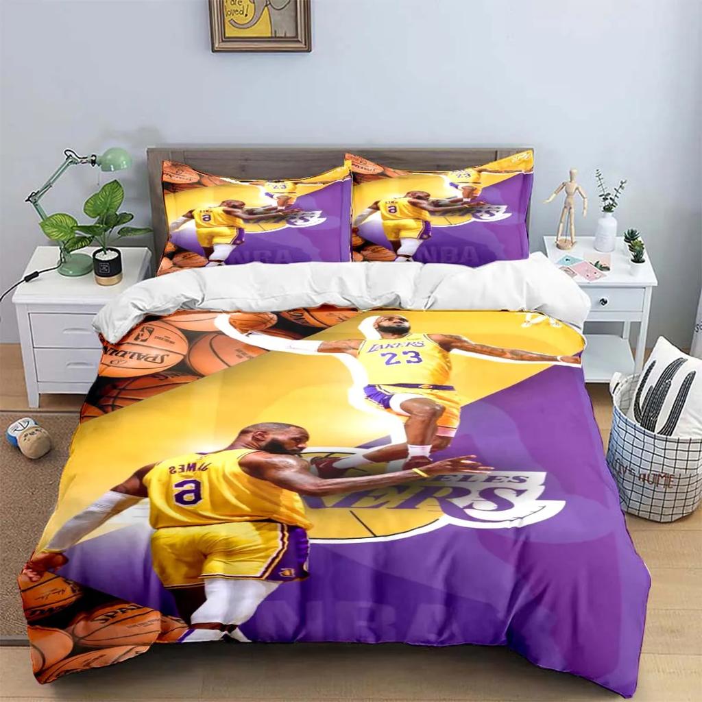 2025 Fashion Basketball Star A-LeBron J-James Printing Bedding Set Duvet Cover Comforter Bed  Youth Kids Girl Boys Birthday Gift