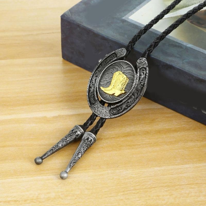 Cowboy Metal Eagle Bolo Tie Eagle Necktie for Shirt Jeans Western Necklace Braided Shoestring Necktie Bolo Tie