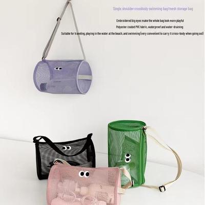 Cylindrical Mesh Crossbody Toiletry Bag - Travel, Beach, Swim Storage