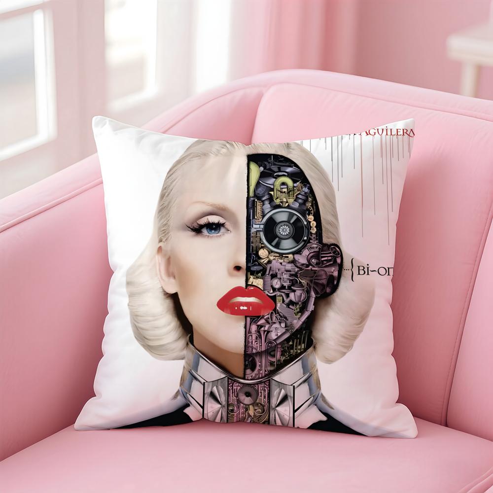 

Pop American Singer CChristina Aguilera Cushion Cover Pillow Case Soft Skin Friendly Fabric Concealed Zipper 30X30cm