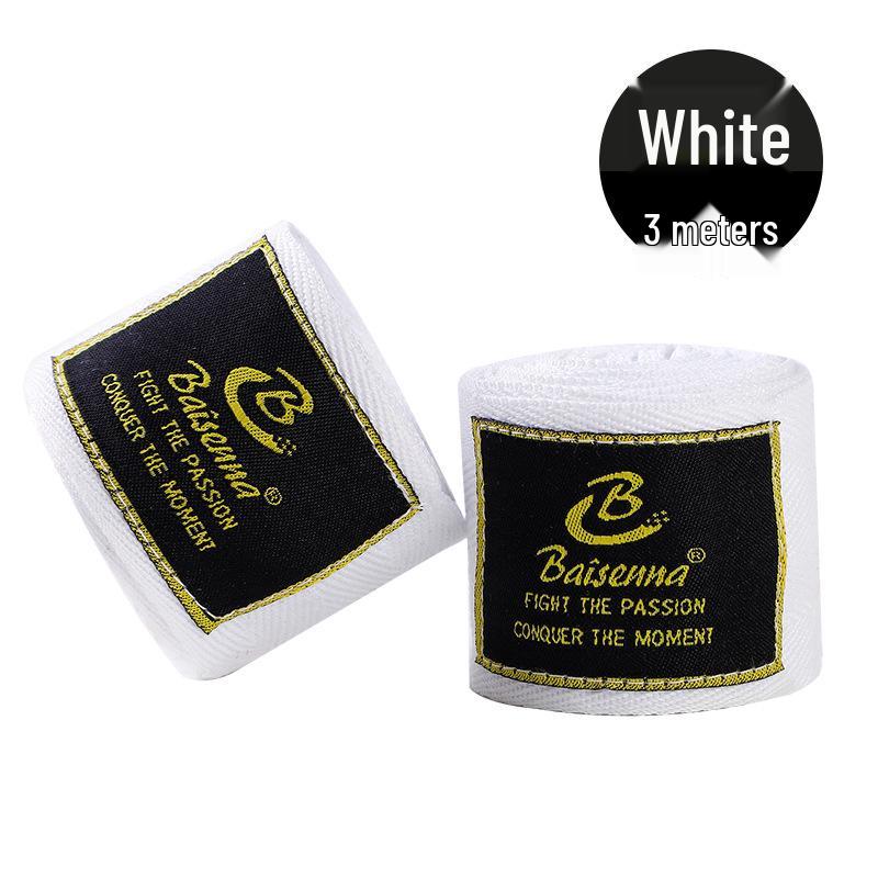 White Micro-Elastic Muay Thai Hand Wraps - 5m & 3m Black Cotton Fist Bandage for Boxing & Sanda