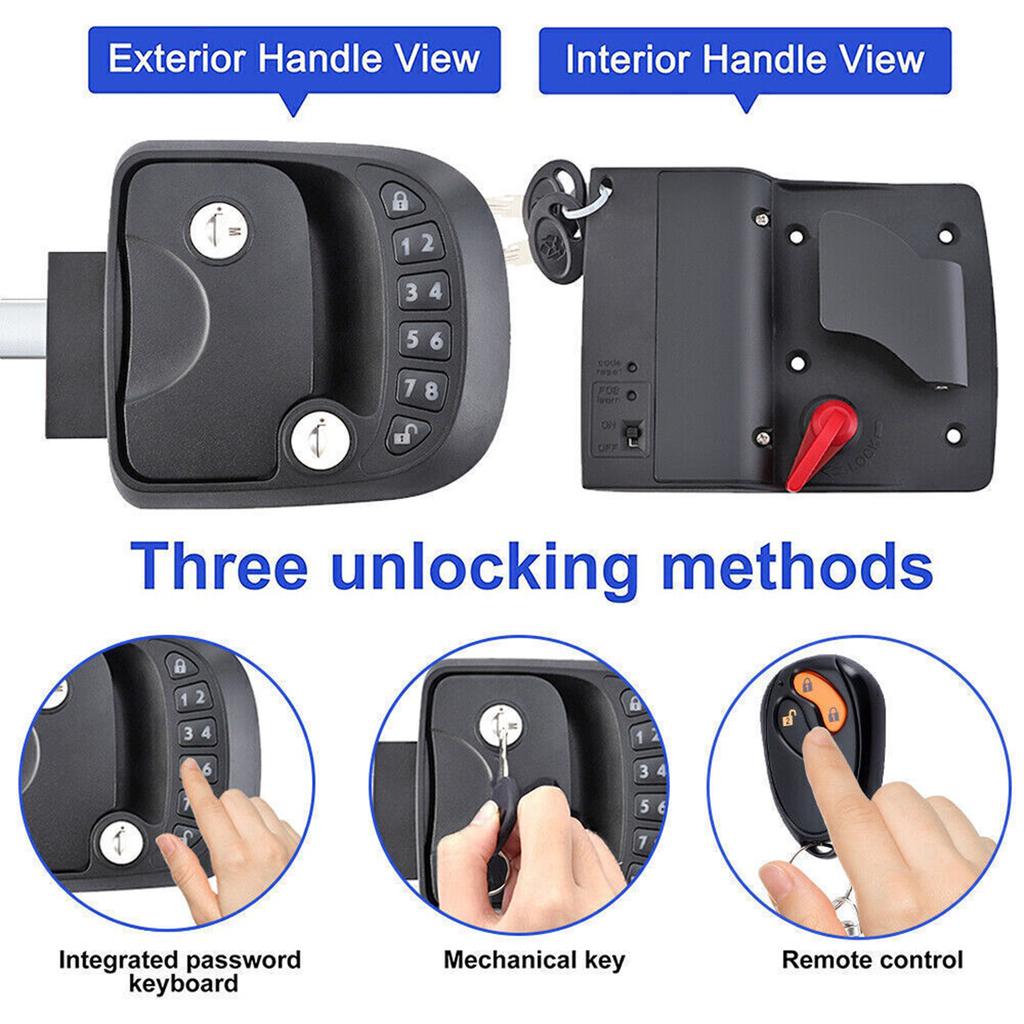 For Camper-Trailer Keyless Rv Door Caravan-Lock Keyless Entry Door Lock Latch Handle Knob Deadbolt Integrated Keypad Fob