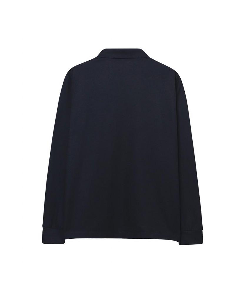 NOTIG Check Print Collared T-Shirt Navy_Ola1T1Tl101N1
