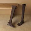 Krazing Pot Flock Autumn Winter Shoes Low Heels Size 43 Long Boots Slip On Stretch Over-the-knee Boots
