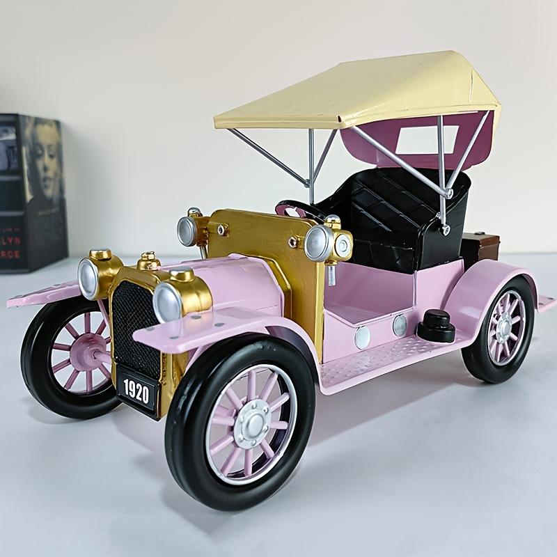 

Вінтажна американська модель автомобіля з залізним декором, ретро-полиця для виставки, колекційна настільна прикраса, підходить для вітальні, кафе, ресторану, рожевий