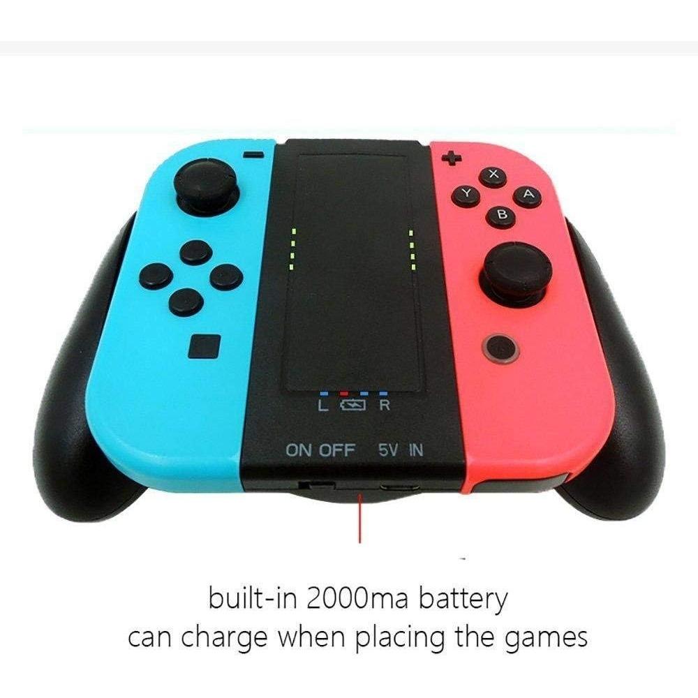 JoyCon Charging Grip Compatible with Nintendo Switch, Switch Joy Con Comfort Grip with Built-in 2000mAh Rechargeable Battery,USB Type C Charging Cable