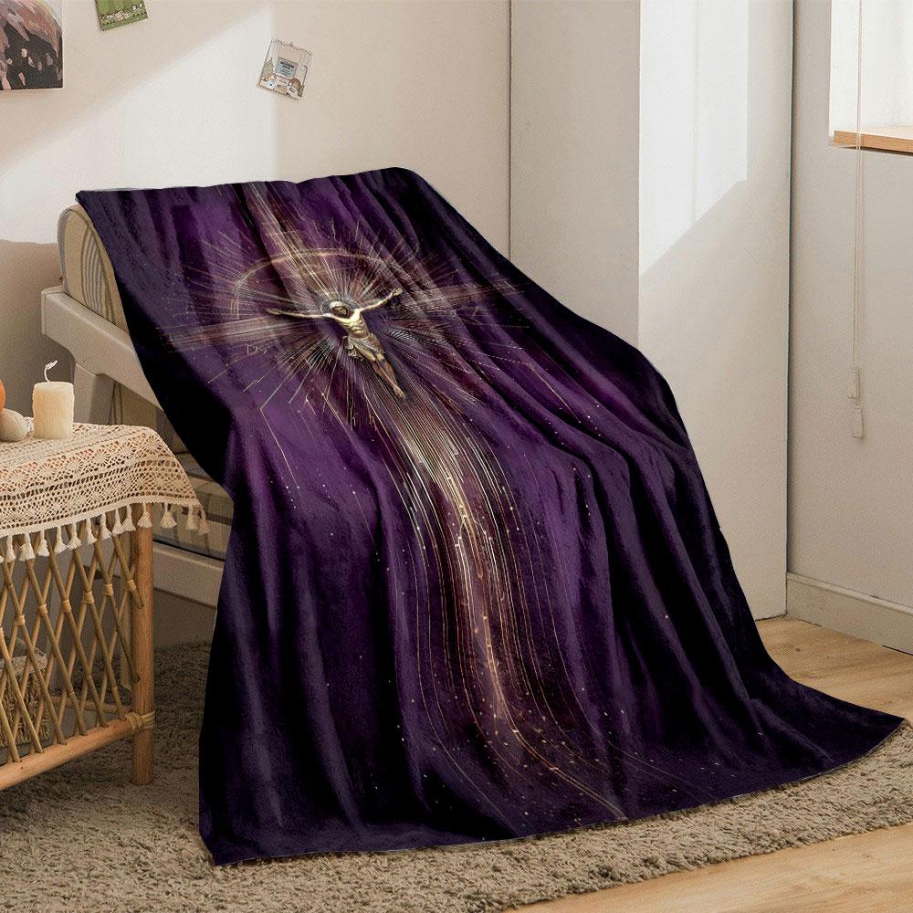 Jesus Cross Radiant Blanket Printed Blanket for Living Room Bed Couch lunch break Soft Cozy Blanket for Friend's festival Gift