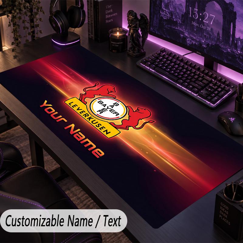 Large Mouse PadBayer Leverkusen Football Custom Name Text Personalized Desk Mat Non Slip Gaming Pad