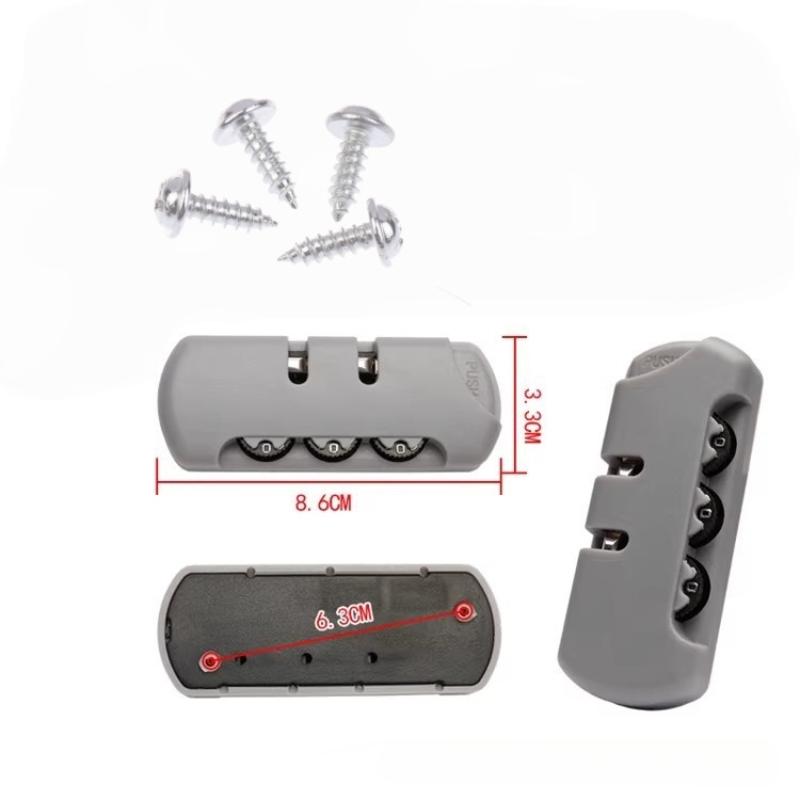2Sets 3 Digits Luggage Lock Zinc Alloy Lock Catch Plastic Frosted Appearance Suitcase Password Security Lock With Screws