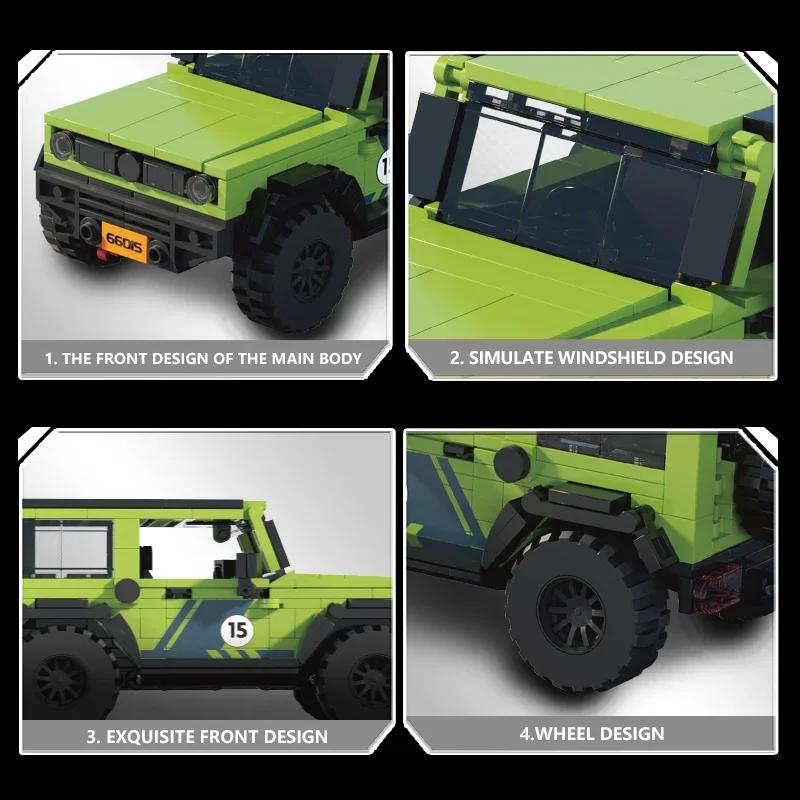 413PCS City Off-Road Vehicle Building Blocks  SUV Racing Car Model Connectable Travel Tailer Bricks Diy Toys Kids Holiday Gifts