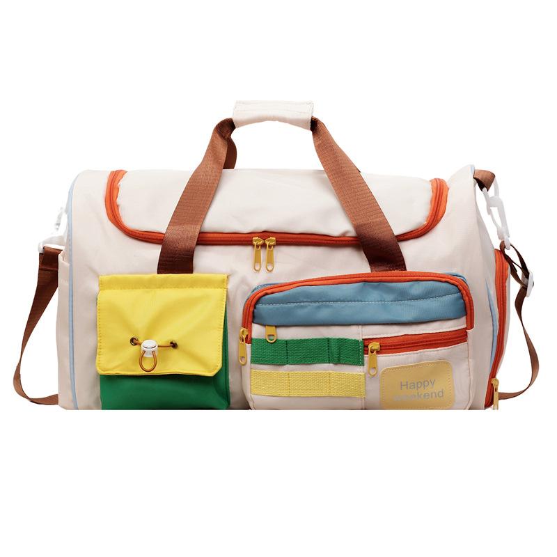 

Travel Bag, Women s Large-capacity Carry-on Luggage Storage Bag, Student Yoga, Sports and Fitness Bag бежевый