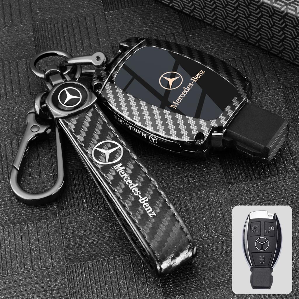 PNR1 Carbon Fiber Look Silicone Remote Car Key Case Cover Shell Keychain for Mercedes Benz A C E S Class W203 W204 W212 W213 W176