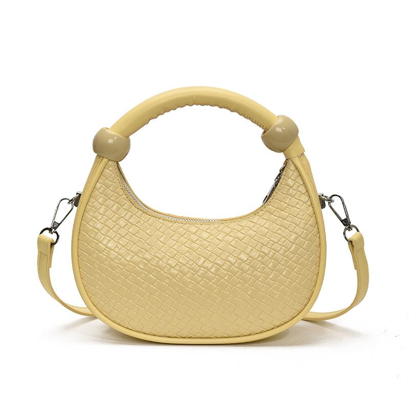 

Популярная горячая распродажа простая модная плетеная сумка-пельмень портативная женская личность повседневная универсальная сумка-мессенджер для поездок на работу жёлтый