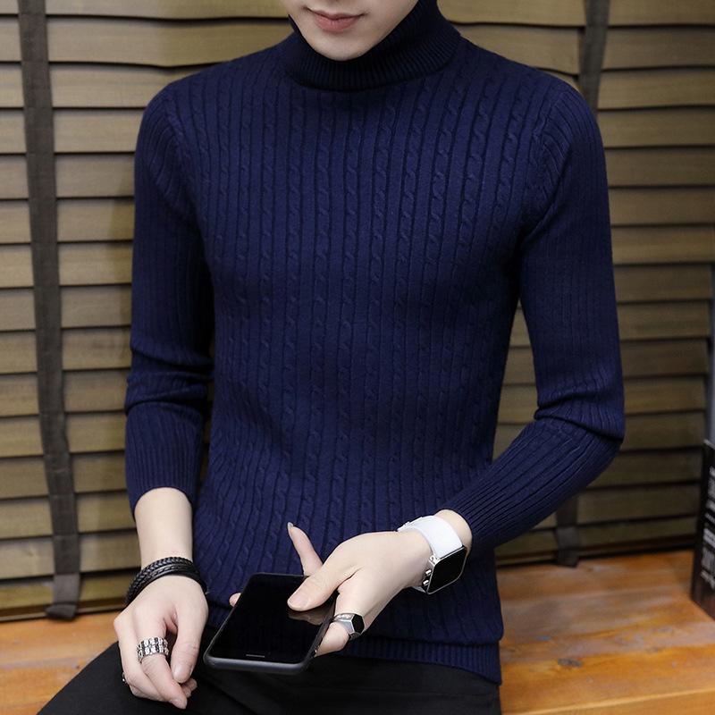 Autumn and Winter Turtleneck Sweater Men's Hong Kong Style Slim-fit Versatile Pullover Knitted Sweater Trend Bottoming Sweater Sweater