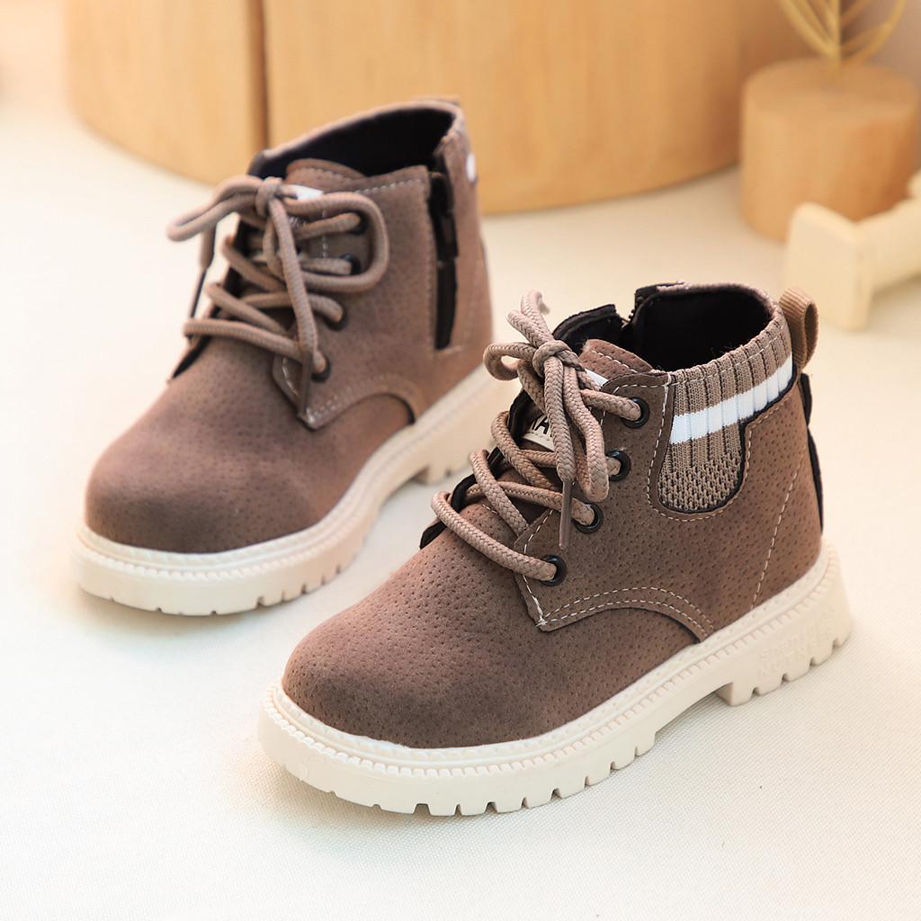 Children Kid Baby Girls Boys Boots  Sport Zip Short Bootie Casual Shoes