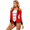Womens Circus Ringmaster Role Play Long Sleeve Jumpsuit Bodysuit Costume