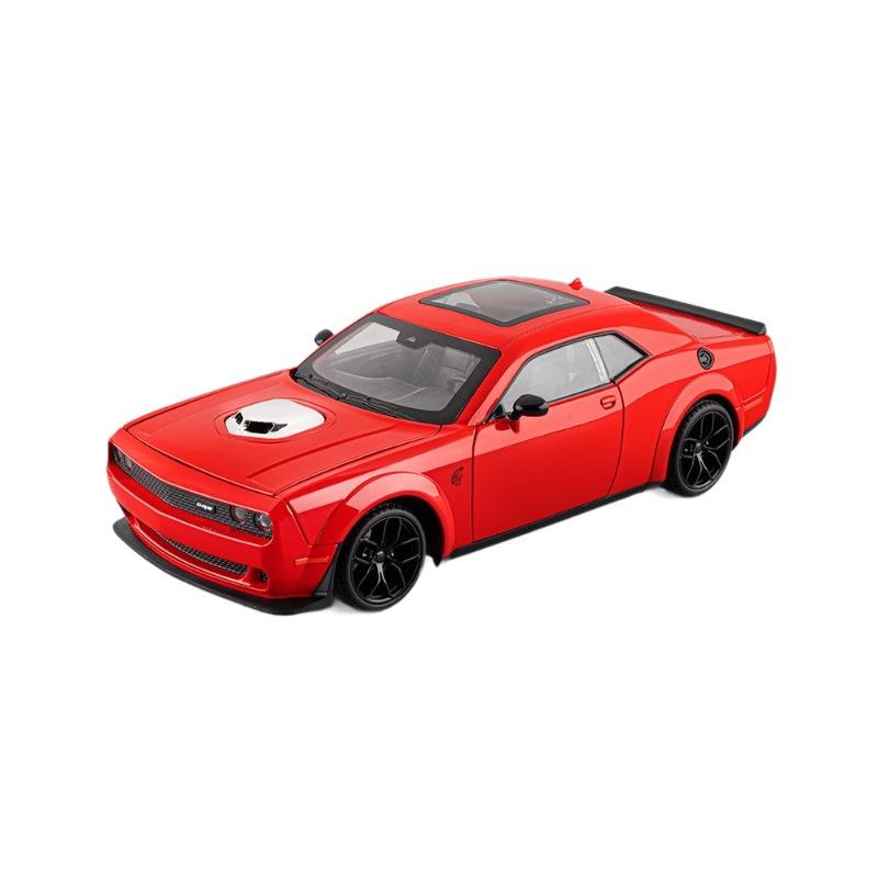 1/18 Dodge Challenger SRT Hellcat Alloy Track Racing Car Model Metal Muscle Sports Car Vehicles Model Sound Light Kids Toys Gift