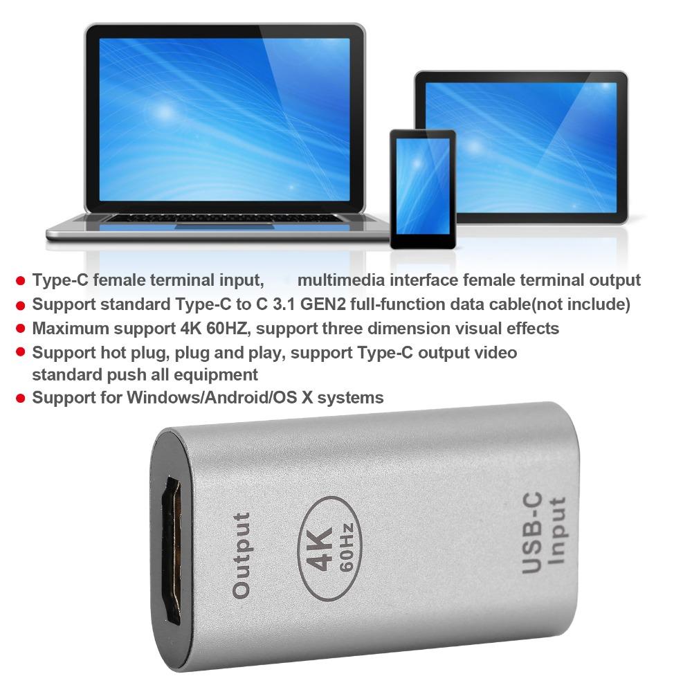 4K 60Hz Samice na Samici Adaptér Plug and Play USB C na HD Převodník Pro Android Zařízení
