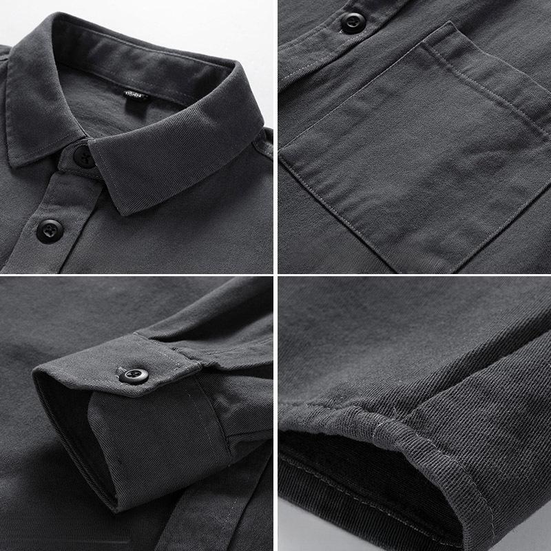 Camisa de algodão masculina nova primavera casual solta cor sólida ferramenta japonesa tendência I camisa de manga comprida