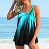Damen-Badeanzug mit Schultergurt und Blumendruck, Bikini, kurzer Tank-Top-Badeanzug