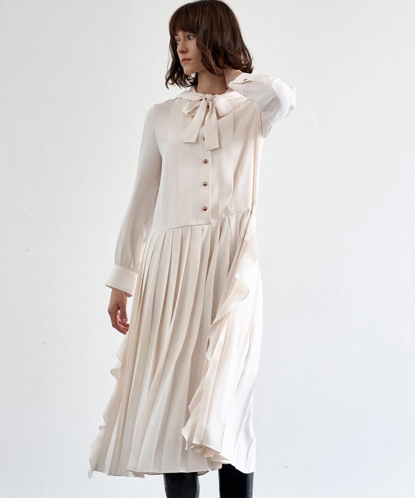 Mite Hood Pleats Dress_Cm
