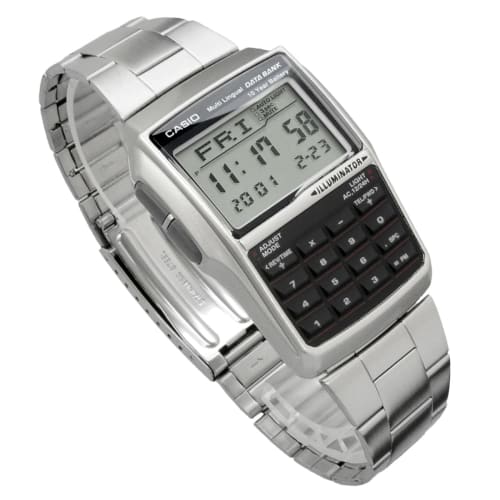 Casio CASIO DATA BANK Data Bank Digital Watch DBC-32D-1A Men's Silver Metal Band Overseas Model