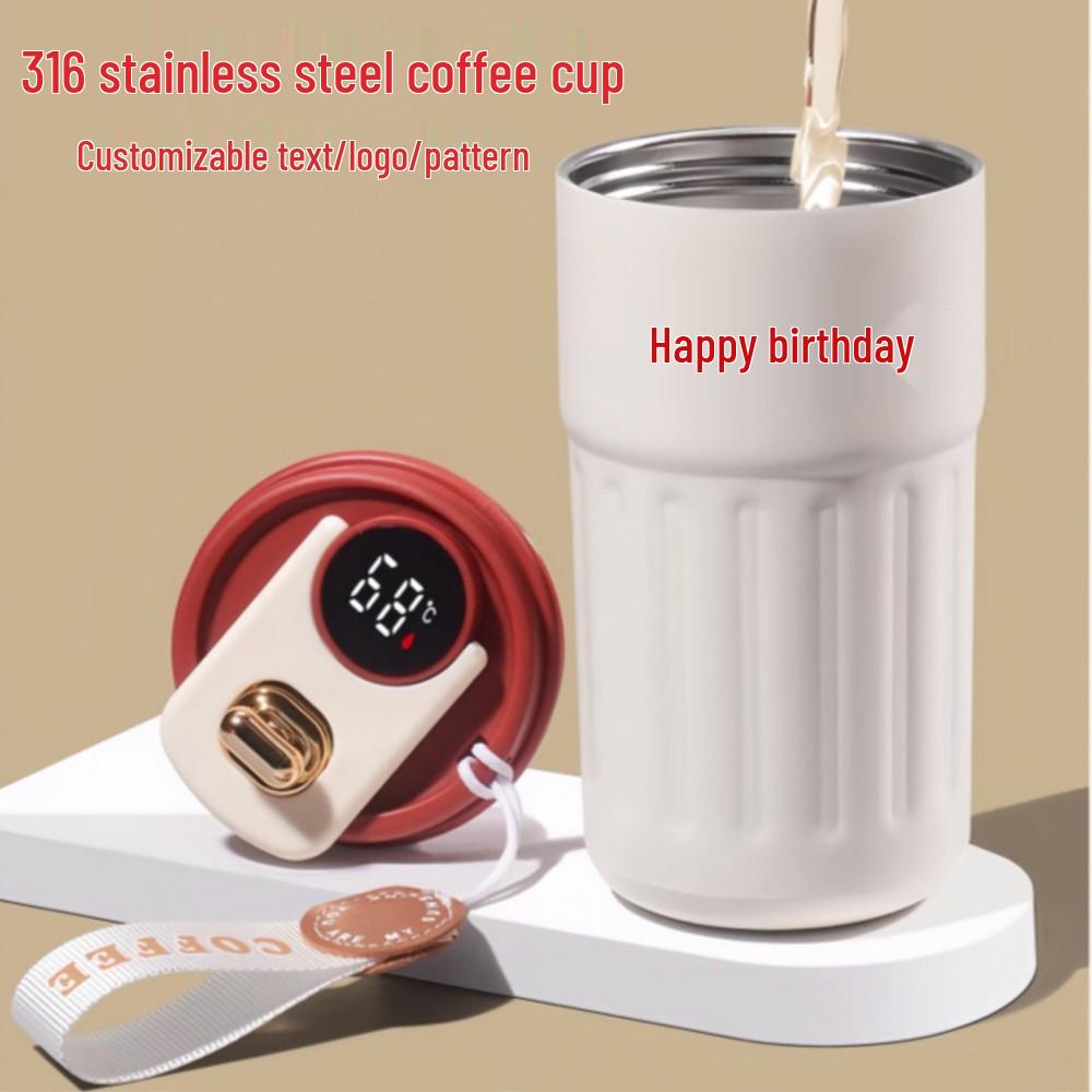 316 Stainless Steel Smart Display Insulated Coffee Mug, Large Capacity with Custom Logo