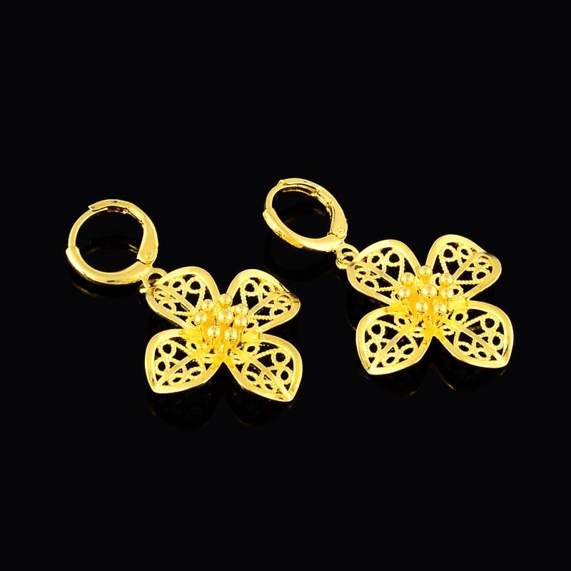 Earrings 24k Gold Color Plated Flower Drop Earrings Hook High Quality Diy Jewelry Findings Accessories